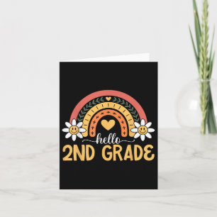 Hello 2nd Grade Rainbow Daisy First Day Of School Card