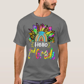 Hello 2nd Grade Rainbow Sunflower Tie dye Back to T-Shirt