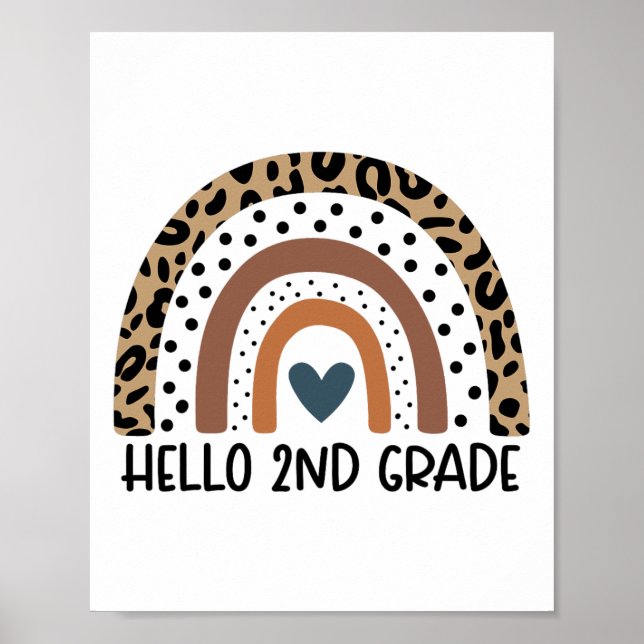 Hello 2nd Grade Rainbow Teacher Team Second Grade  Poster (Front)