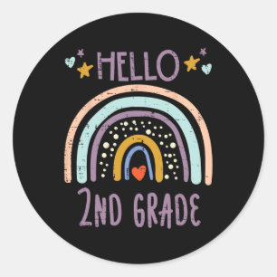 Hello 2nd Grade Second First Day Of School Girls T Classic Round Sticker