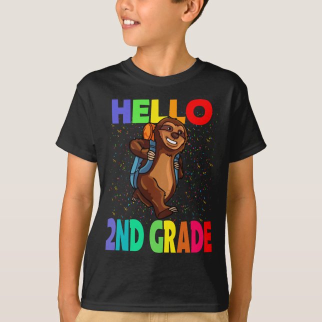 Hello 2nd Grade Sloth Back To School T-Shirt (Front)