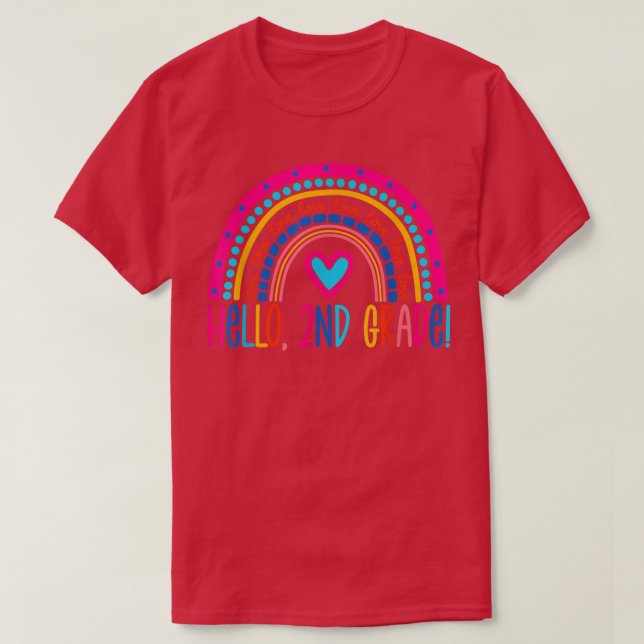 Hello 2nd Grade Teacher Rainbow Second Grade Back  T-Shirt (Design Front)