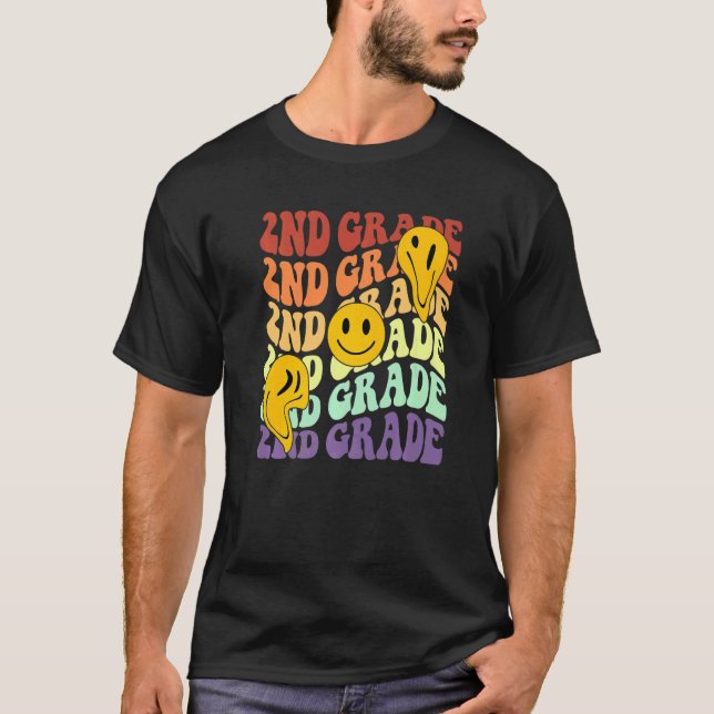 hello 2nd second grade teacher Back To School Retr T-Shirt (Front)