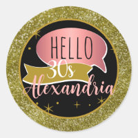 hello 30 Personalised 30th birthday glitter