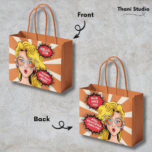 Hello 30s Woman Vintage Retro 90s Fun Birthday Large Gift Bag