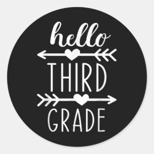 Hello 3rd Grade Back To School Third Grade Student Classic Round Sticker