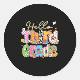 Hello 3rd Grade First Day Of School Back To School Classic Round Sticker