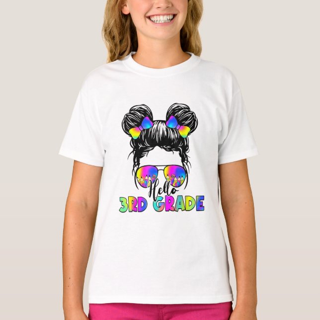 Hello 3rd Grade First Day Of School Back To School T-Shirt (Front)