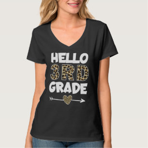 Hello 3rd Grade Leopard Print Third Grade Teacher  T-Shirt
