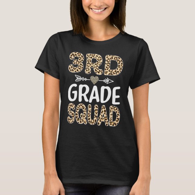 Hello 3rd Grade Leopard Teacher Students Back To S T-Shirt (Front)