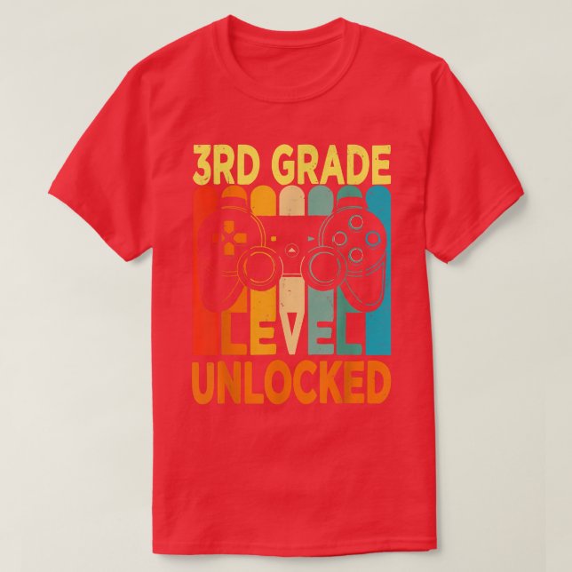 Hello 3rd Grade Level Unlocked Video Game Back to  T-Shirt (Design Front)