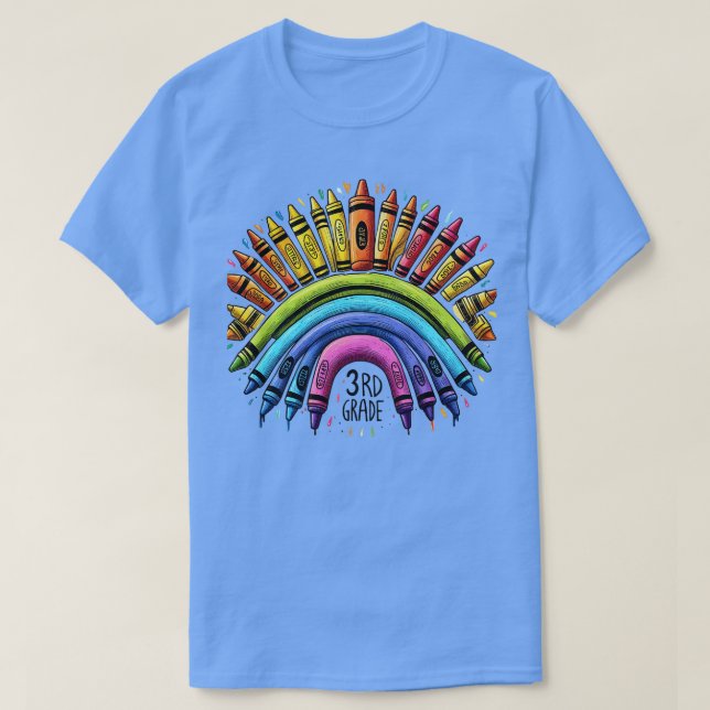 Hello 3rd Grade Rainbow Leopard Back To School Fir T-Shirt (Design Front)