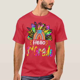 Hello 3rd Grade Rainbow Sunflower Tie dye Back to  T-Shirt