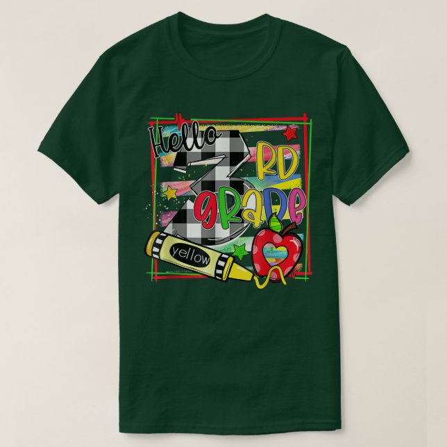 Hello 3rd Grade Student Teacher Third Grade Back t T-Shirt (Design Front)