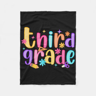 Hello 3rd Grade Teacher Girls Kid Preppy Back To S Fleece Blanket