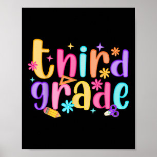 Hello 3rd Grade Teacher Girls Kid Preppy Back To S Poster