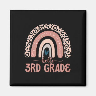 Hello 3rd Grade Teacher Leopard Rainbow Back To Sc Magnet