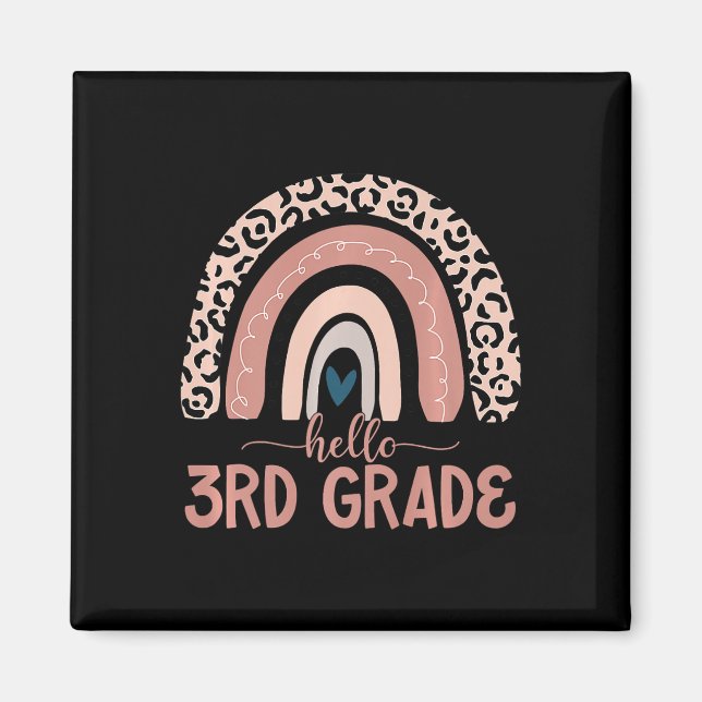Hello 3rd Grade Teacher Leopard Rainbow Back To Sc Magnet (Front)