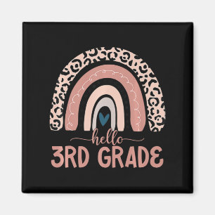 Hello 3rd Grade Teacher Leopard Rainbow Back To Sc Magnet