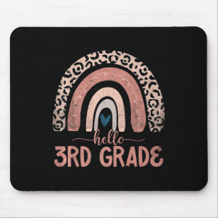 Hello 3rd Grade Teacher Leopard Rainbow Back To Sc Mouse Pad
