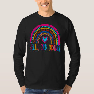 Hello 3rd Grade Teacher Rainbow Third Grade Back T T-Shirt