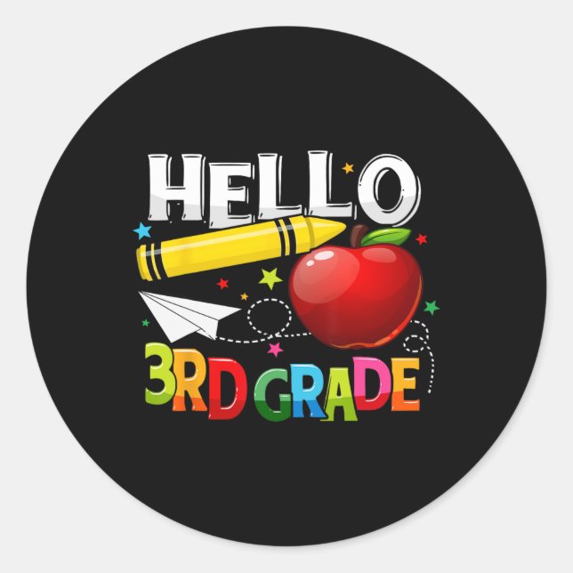 Hello 3rd Grade Teacher Team Third Grade Squad Gir Classic Round Sticker (Front)