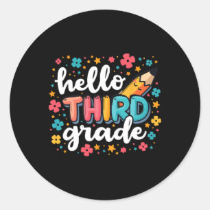 Hello 3rd Grade Team Ck To School Apparel Classic Round Sticker