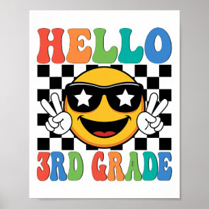 Hello 3rd Grade Third Grade Teacher Boy Girl Back  Poster