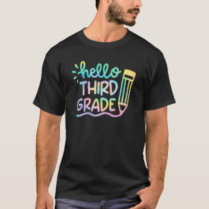Hello 3rd Grade Tie Dye Teachers Kids T-Shirt