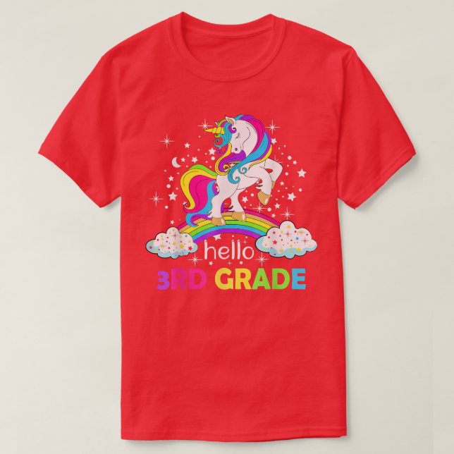 Hello 3rd Grade Unicorn First Day Of School  T-Shirt (Design Front)