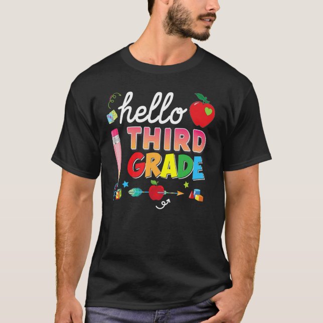 Hello 3rd Grade Welcome Back To School Kid Third S T-Shirt (Front)