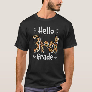 Hello 3rd Third Grade Leopard Teacher Student Back T-Shirt