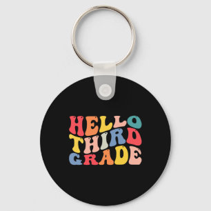 hello 3rd third grade teacher Back To School Retro Key Ring