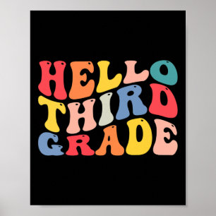 hello 3rd third grade teacher Back To School Retro Poster