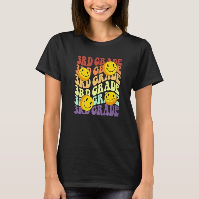 hello 3rd third grade teacher Back To School Retro T-Shirt (Front)