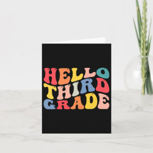Hello 3rd Third Grade Teacher Byck To School Retro Card