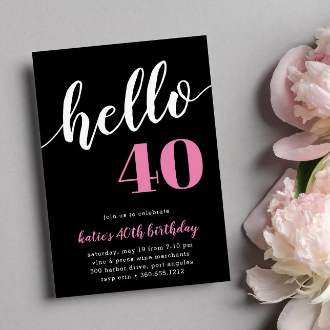 Hello 40 | Milestone Birthday Party Invitation (Creator Uploaded)