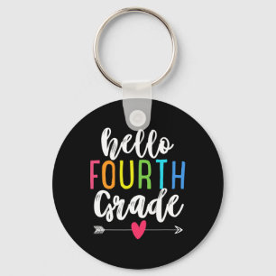Hello 4th Fourth Grade  Back To School Fun Kids Gi Key Ring