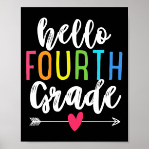 Hello 4th Fourth Grade Byck To School Fun Kids Gif Poster