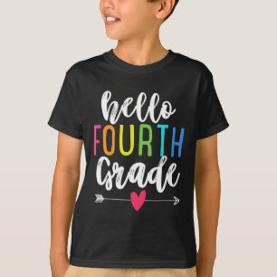 Hello 4th Fourth Grade Byck To School Fun Kids Gif T-Shirt