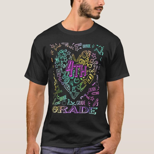 Hello 4th Fourth Grade First Day Back To School Te T-Shirt (Front)