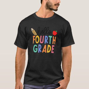 Hello 4th Fourth Grade Teacher Student Apple Back T-Shirt