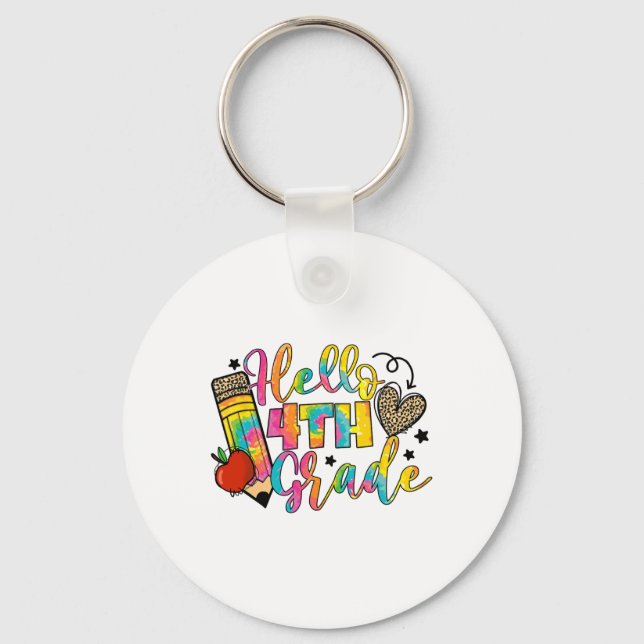 Hello 4th Grade Ck To School Fourth Grade Teacher  Key Ring (Front)