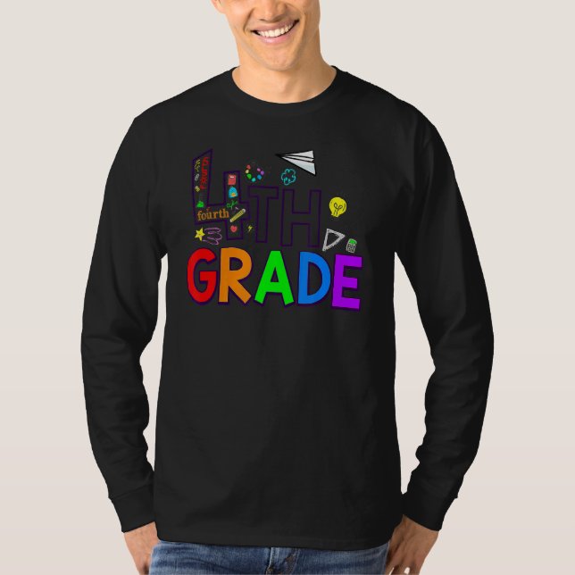 Hello 4th Grade Fourth Back To School Teacher Stud T-Shirt (Front)