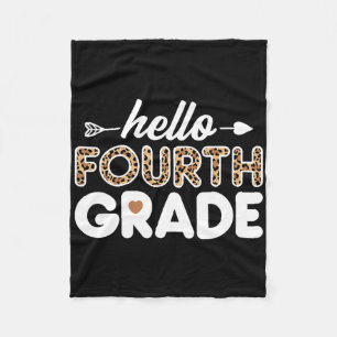 Hello 4th Grade Leopard Print Fourth Grade Teacher Fleece Blanket