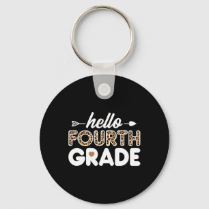 Hello 4th Grade Leopard Print Fourth Grade Teacher Key Ring