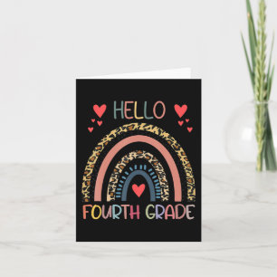 Hello 4th Grade Leopard Rainbow Fourth Grade Back  Card