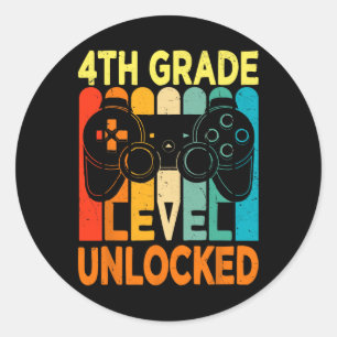 Hello 4th Grade Level Unlocked Video Game Back to  Classic Round Sticker