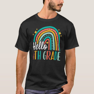 Hello 4th Grade Rainbow for Teachers Girls Kids Fi T-Shirt