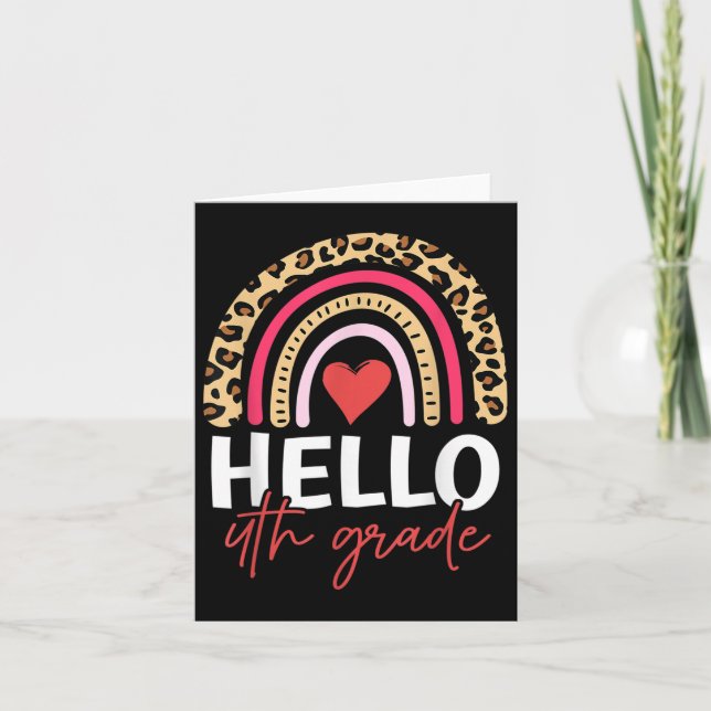 Hello 4th Grade Rainbow Leopard Team Fourth Grade  Card (Front)
